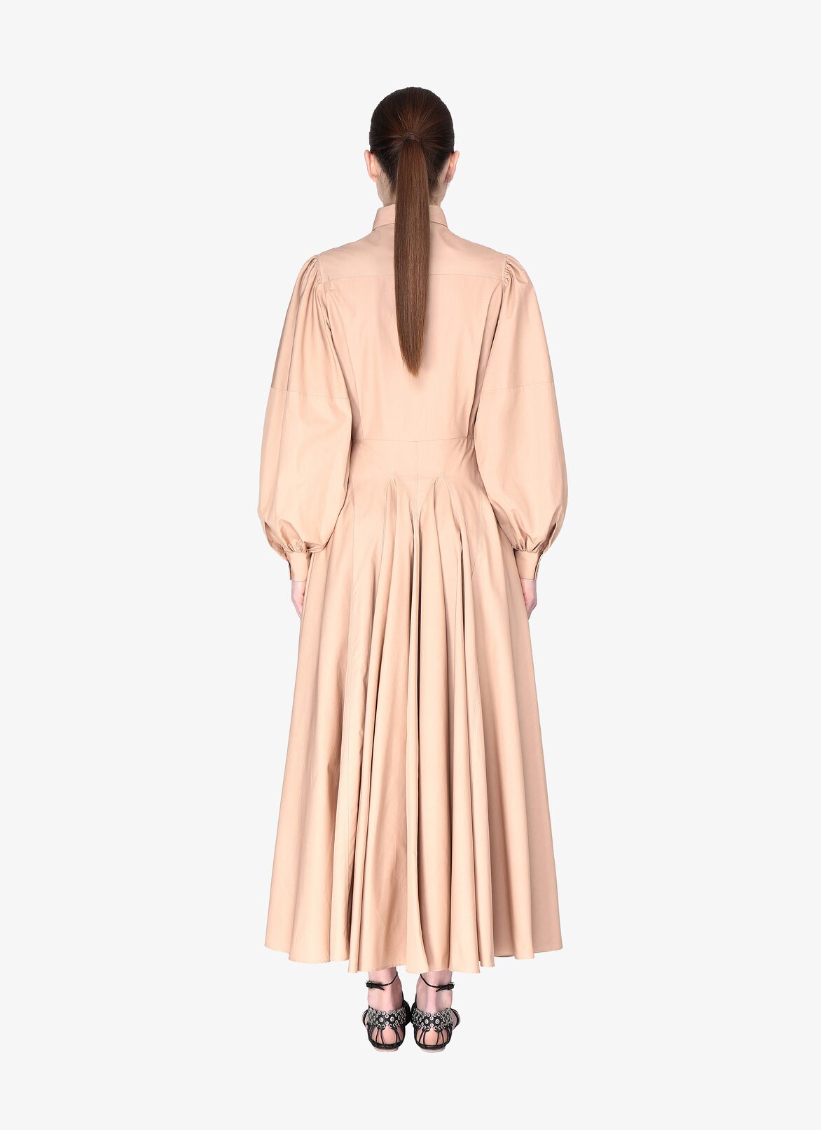 LONG SLEEVE DRESS POPELINE JAPONAISE ROSE NUDE ALAÏA PALE PINK  LONG SLEEVE DRESS POPELINE JAPONAISE ROSE NUDE